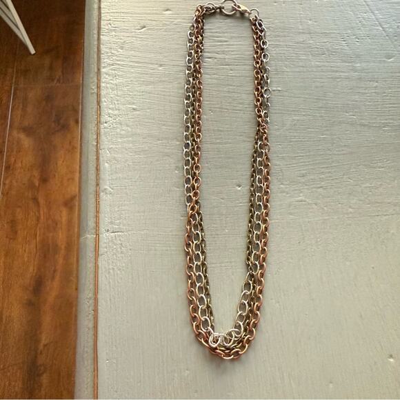 Sabika LIKE Multi Strand Multi Tone Chainlink Necklace - Picture 9 of 9